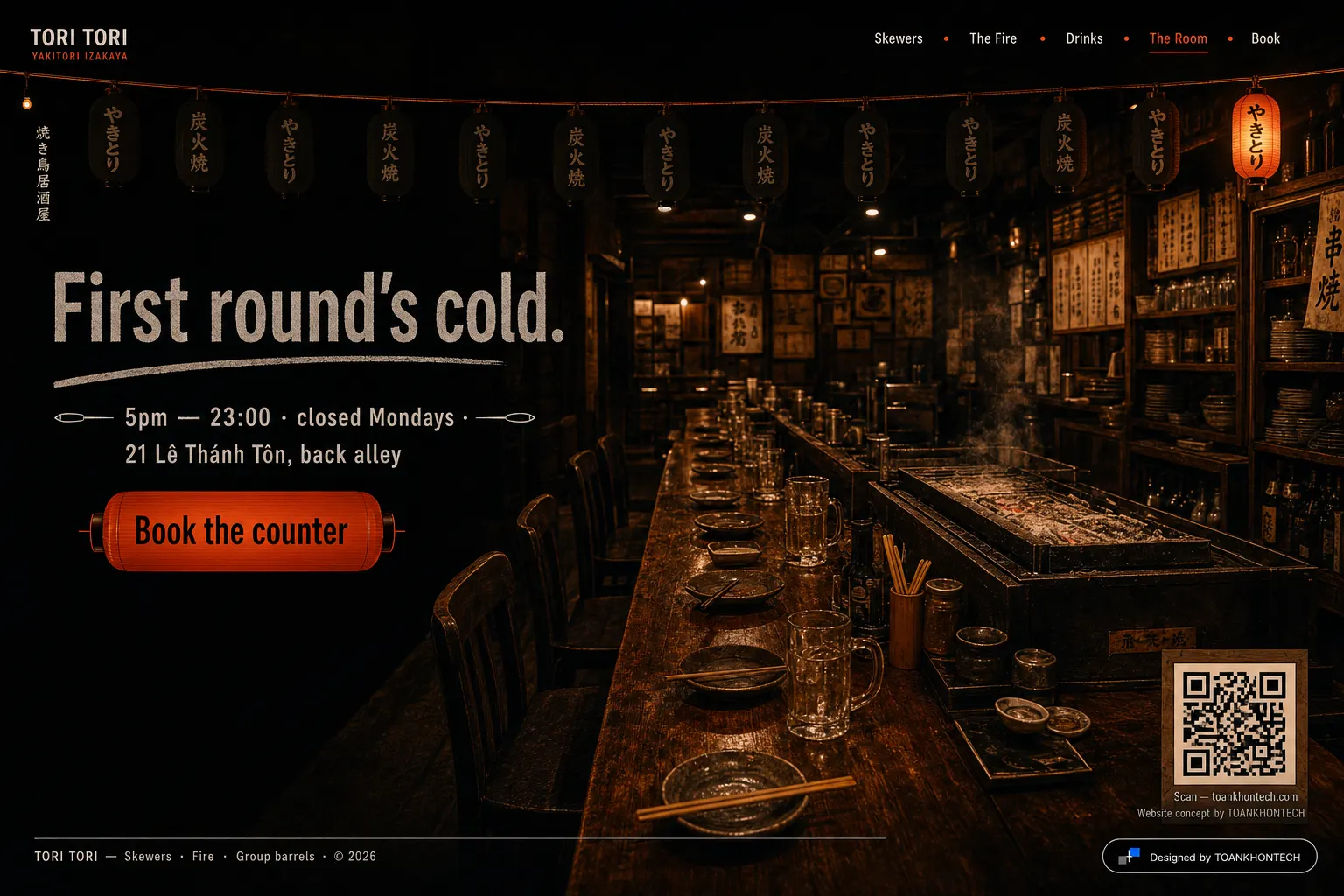 TORI TORI website concept artboard focused on closing invitation