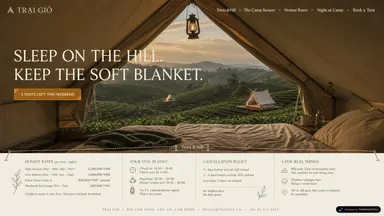 TRẠI GIÓ — Sleep on the hill. Keep the soft blanket.