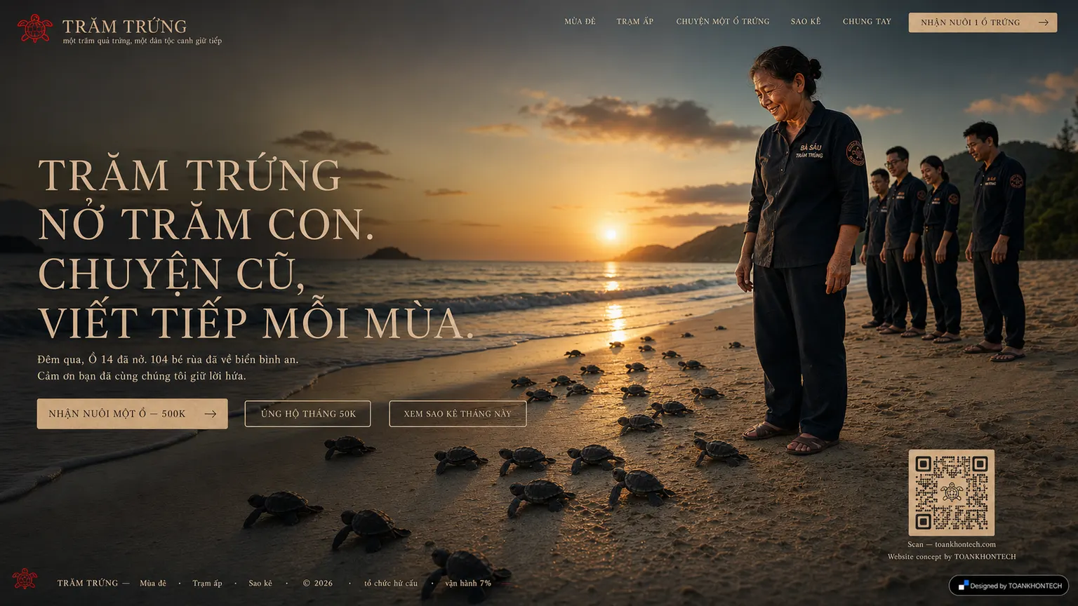 TRĂM TRỨNG website concept artboard focused on closing invitation