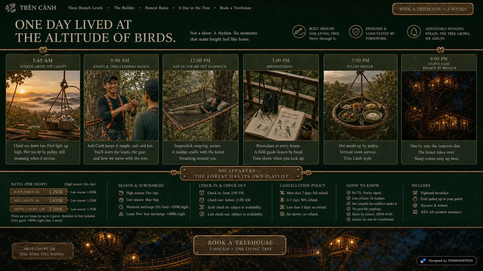 TRÊN CÀNH website concept artboard focused on local context