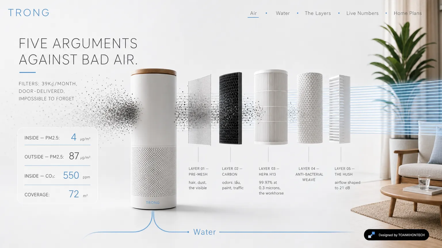 TRONG website concept artboard focused on layers
