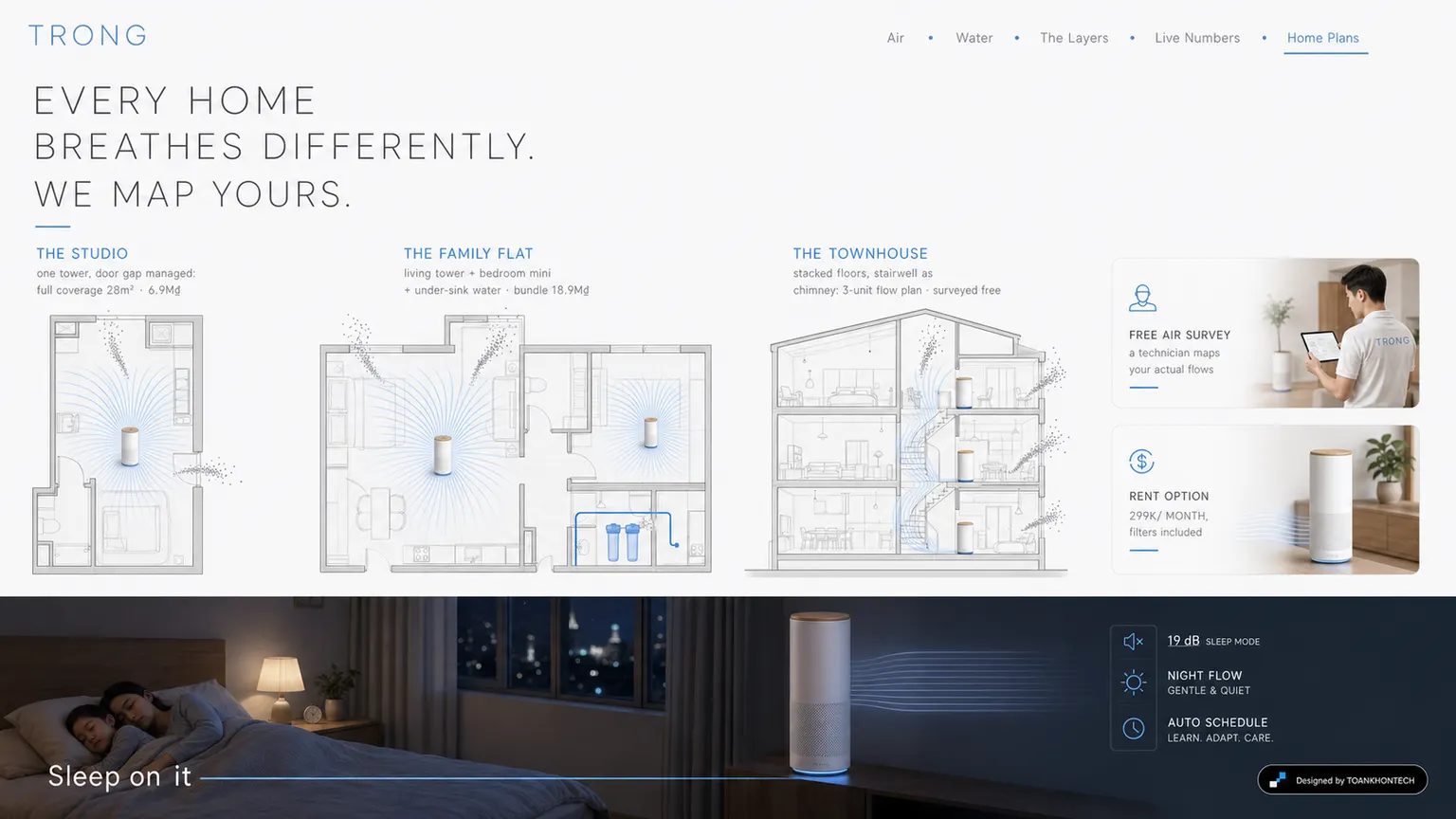TRONG website concept artboard focused on homeplans