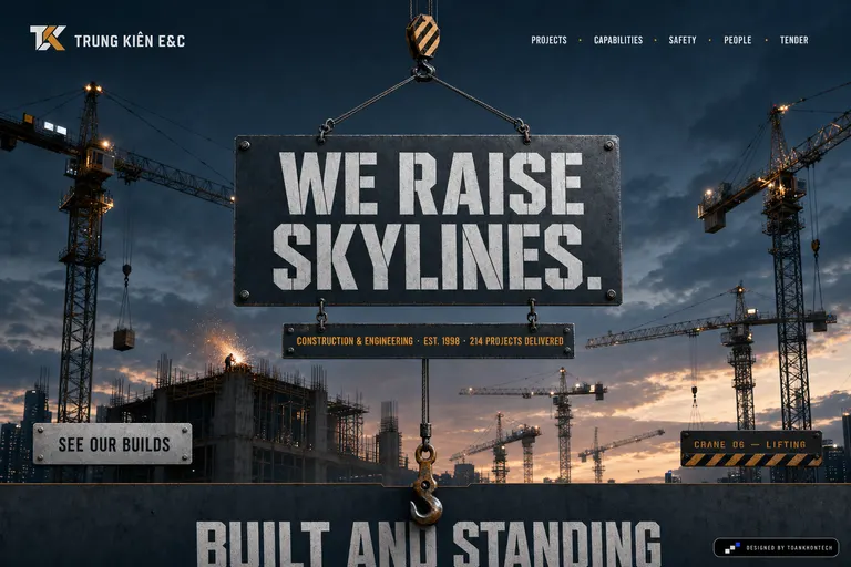 TRUNG KIÊN E&C — CONSTRUCTION & ENGINEERING · EST. 1998 · 214 PROJECTS DELIVERED