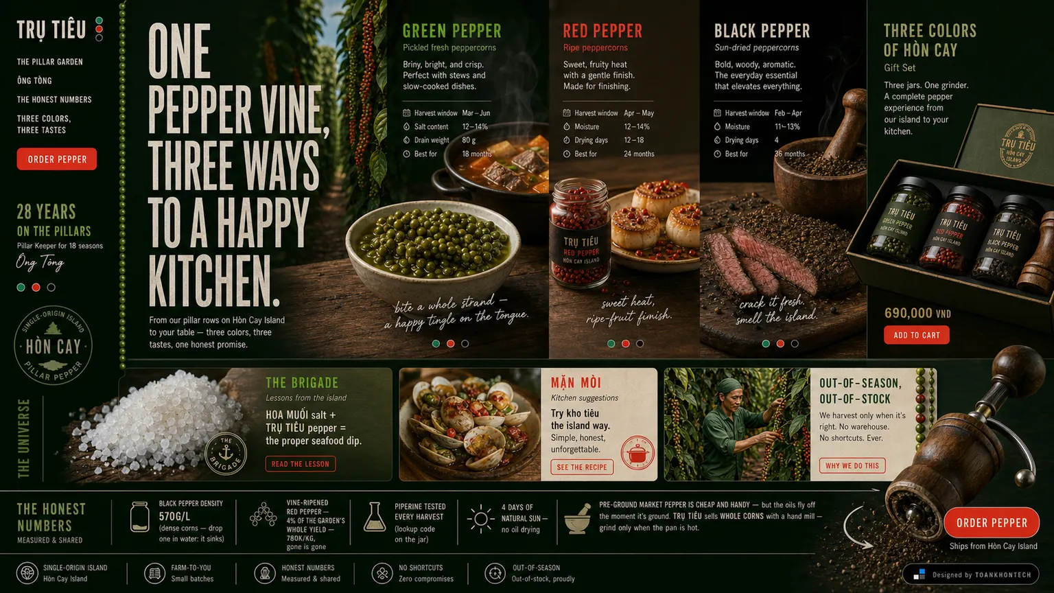 TRỤ TIÊU website concept artboard focused on product choice