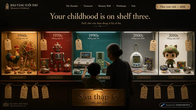 BẢO TÀNG TUỔI THƠ — Your childhood is on shelf three.