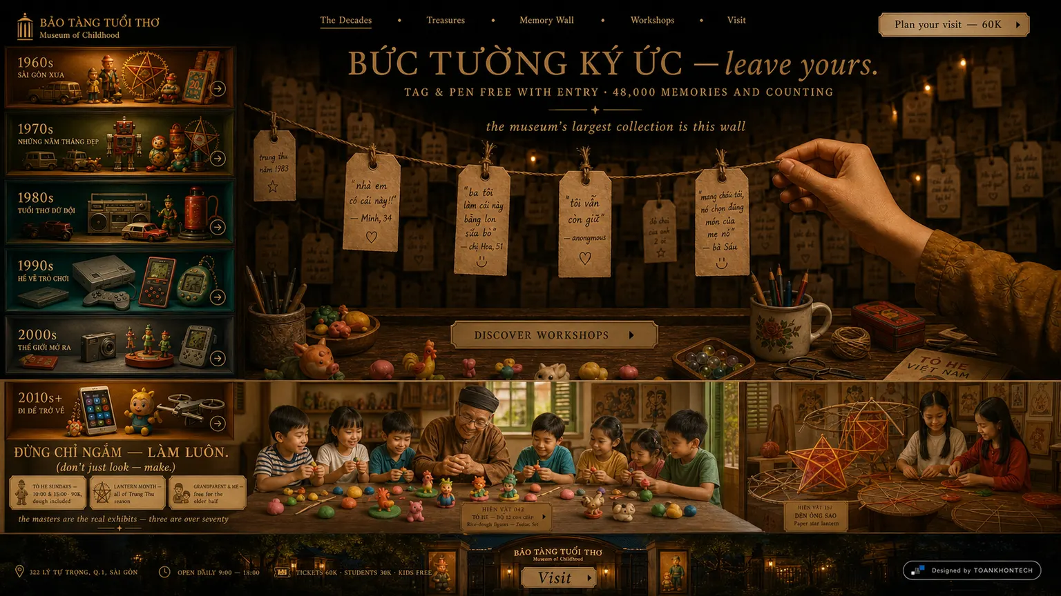 BẢO TÀNG TUỔI THƠ website concept artboard focused on workshops