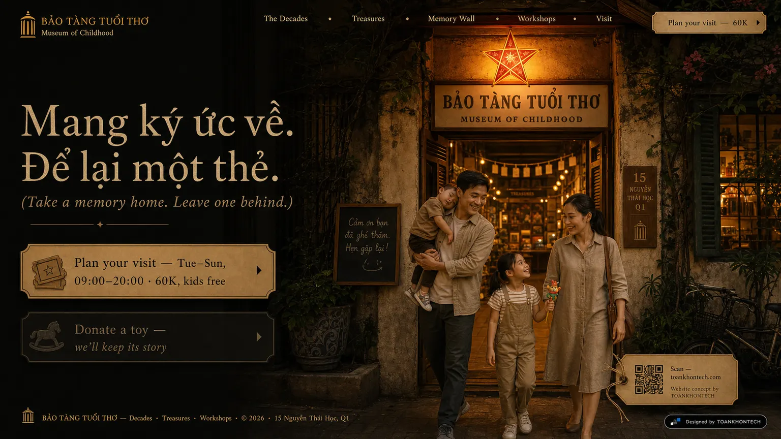 BẢO TÀNG TUỔI THƠ website concept artboard focused on closing invitation