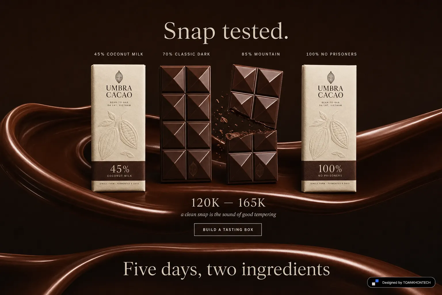 UMBRA CACAO website concept artboard focused on bars