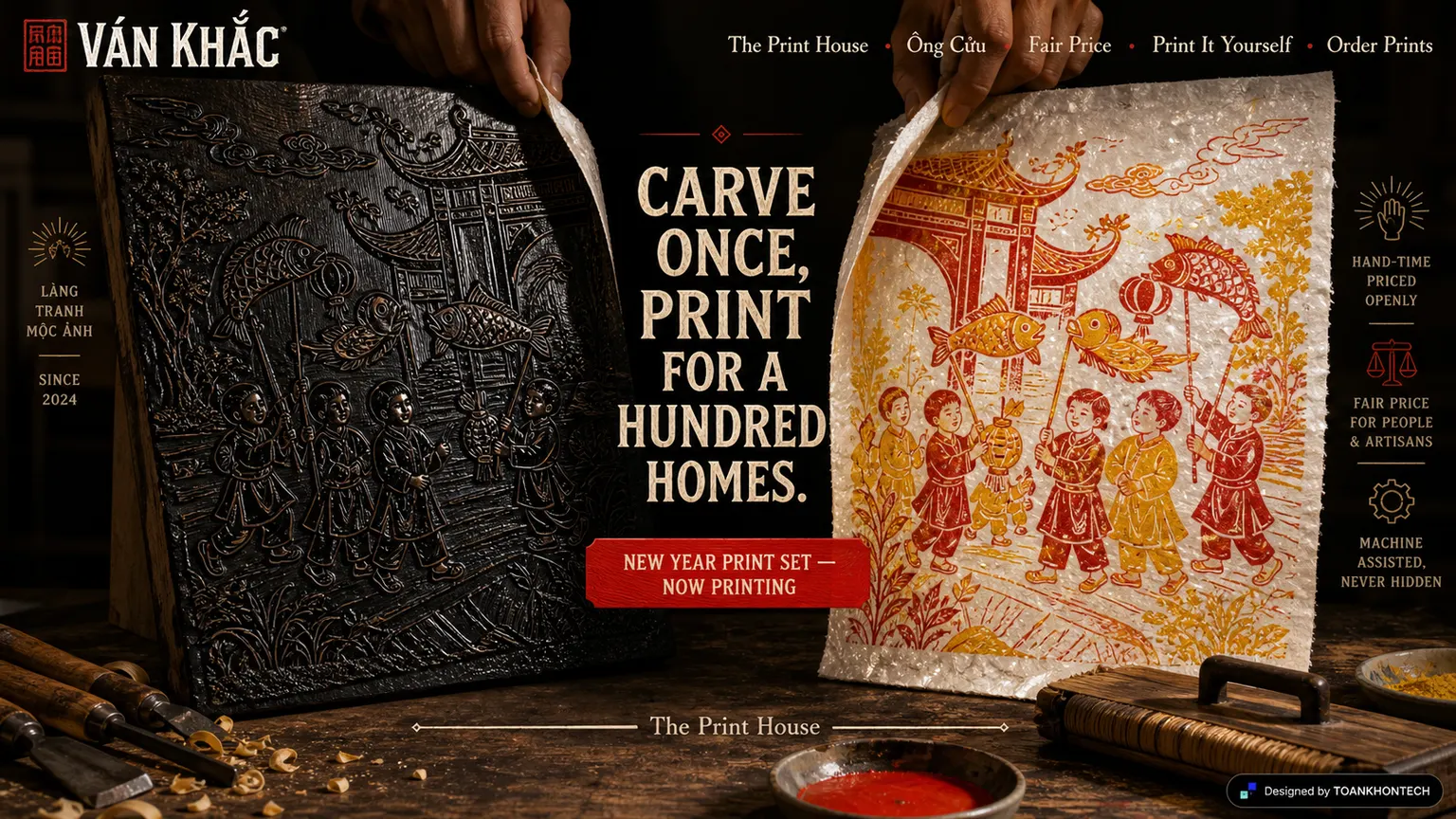 VÁN KHẮC opening interface — a craft and artisan brand website