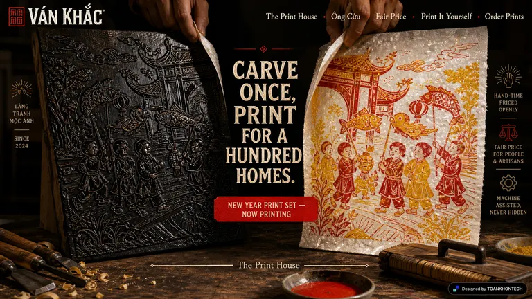VÁN KHẮC — Carve once, print for a hundred homes.