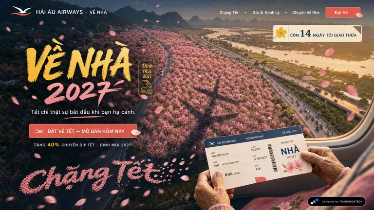 HẢI ÂU AIRWAYS · VỀ NHÀ — Tết chỉ thật sự bắt đầu khi bạn hạ cánh.