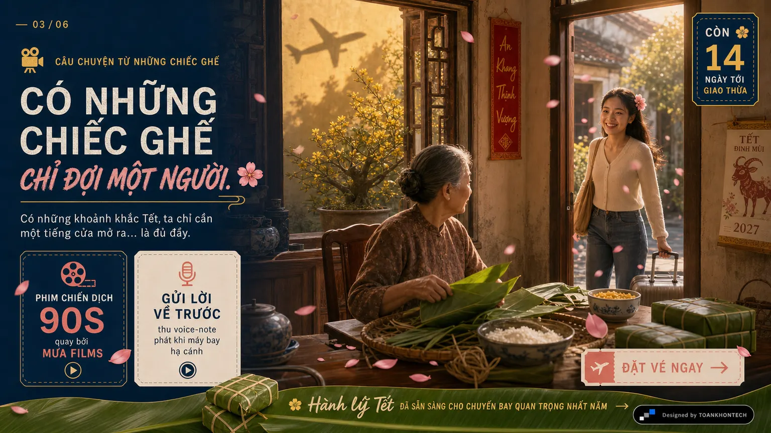 HẢI ÂU AIRWAYS · VỀ NHÀ website concept artboard focused on story
