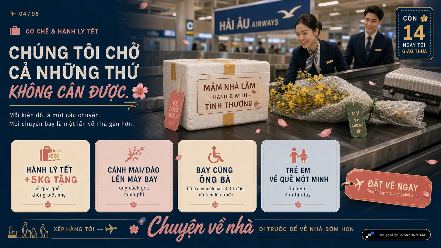 HẢI ÂU AIRWAYS · VỀ NHÀ website concept artboard focused on logistics