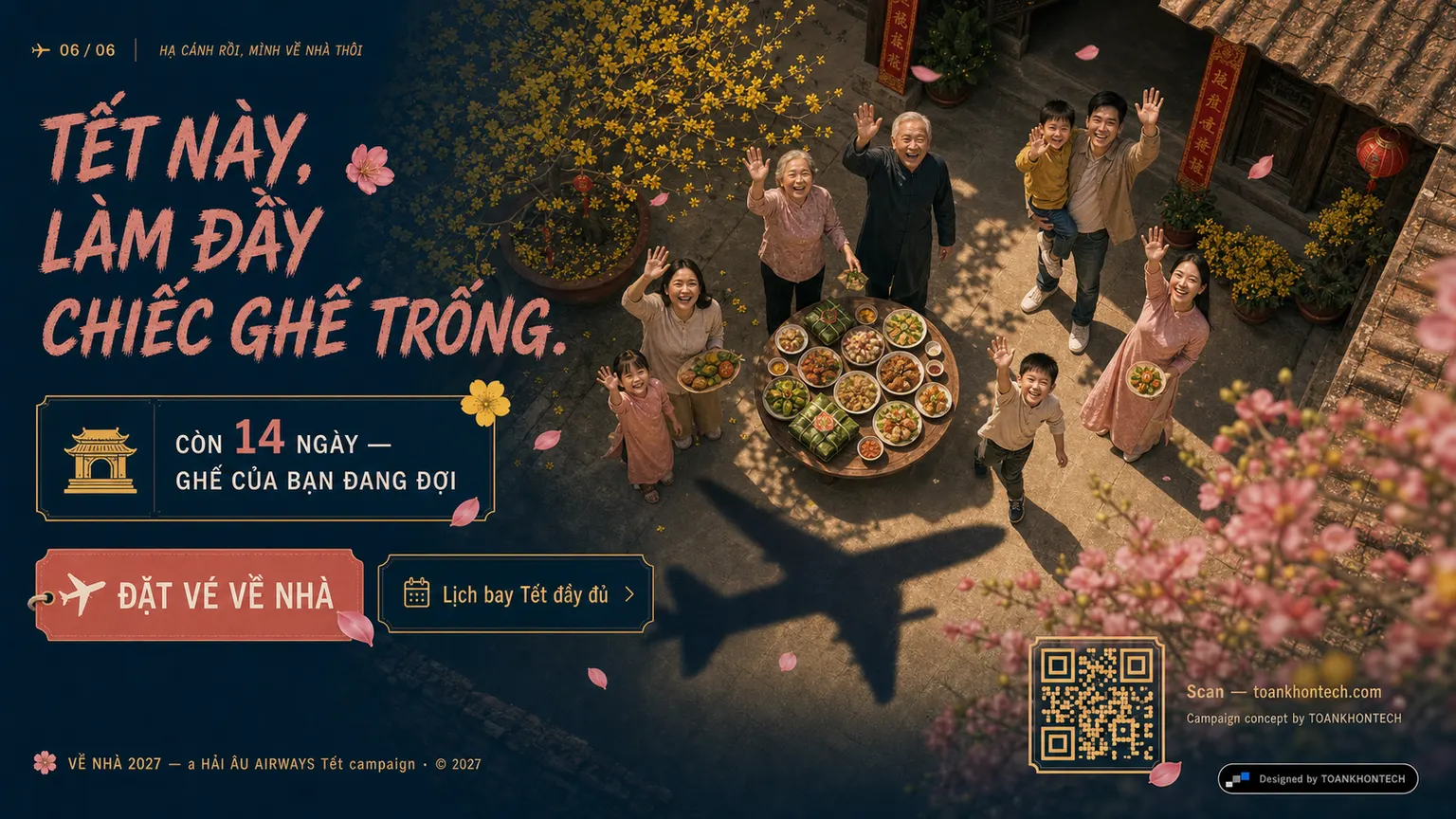 HẢI ÂU AIRWAYS · VỀ NHÀ website concept artboard focused on closing invitation