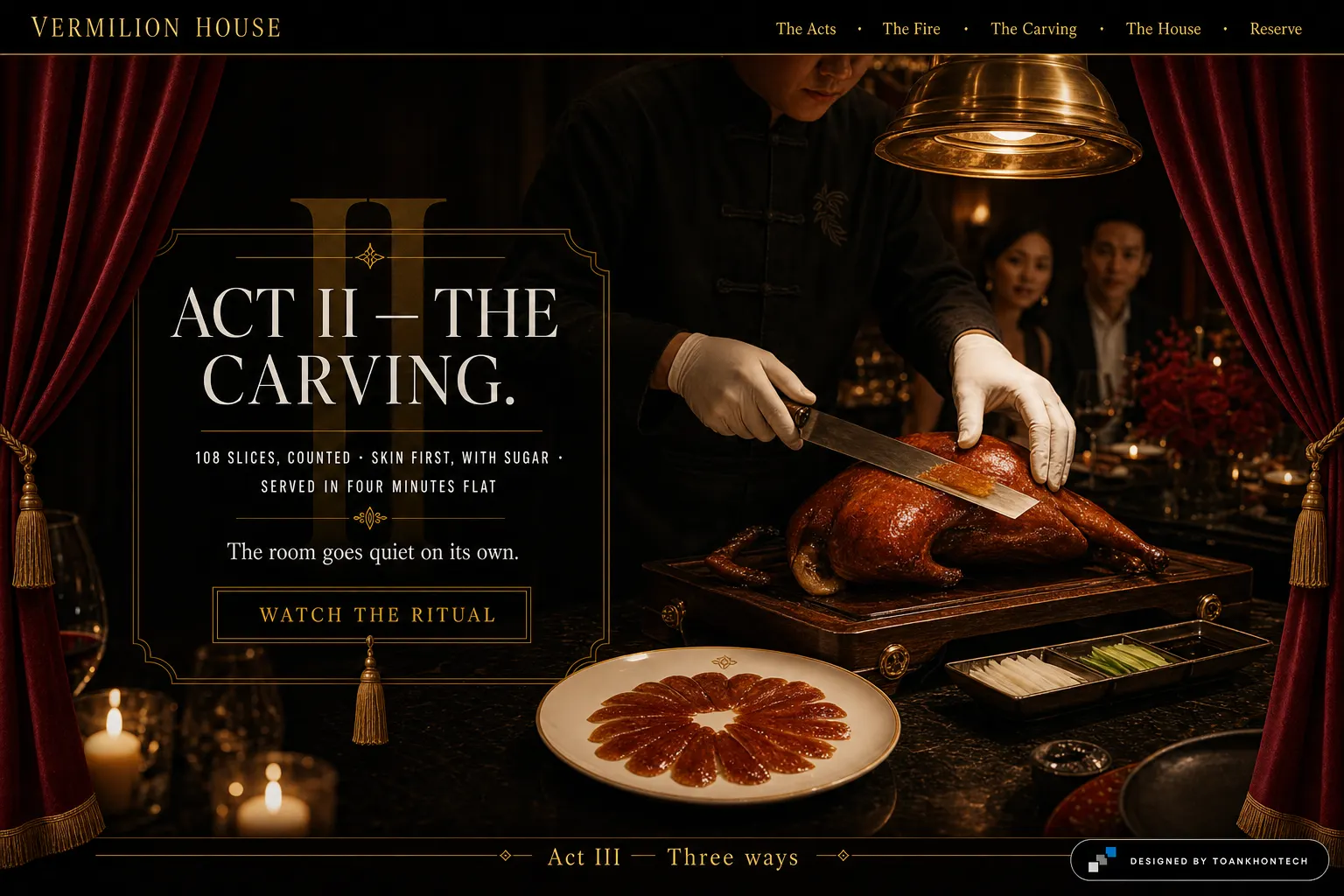VERMILION HOUSE website concept artboard focused on carving