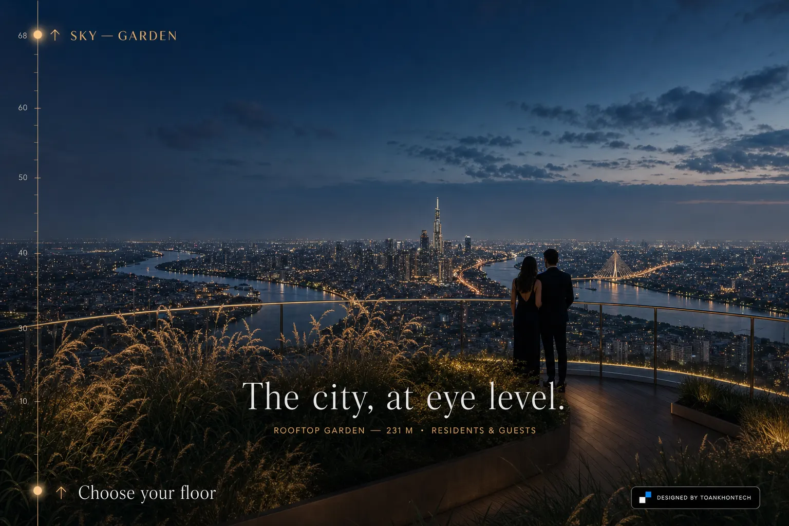 VERTA ONE website concept artboard focused on skyview