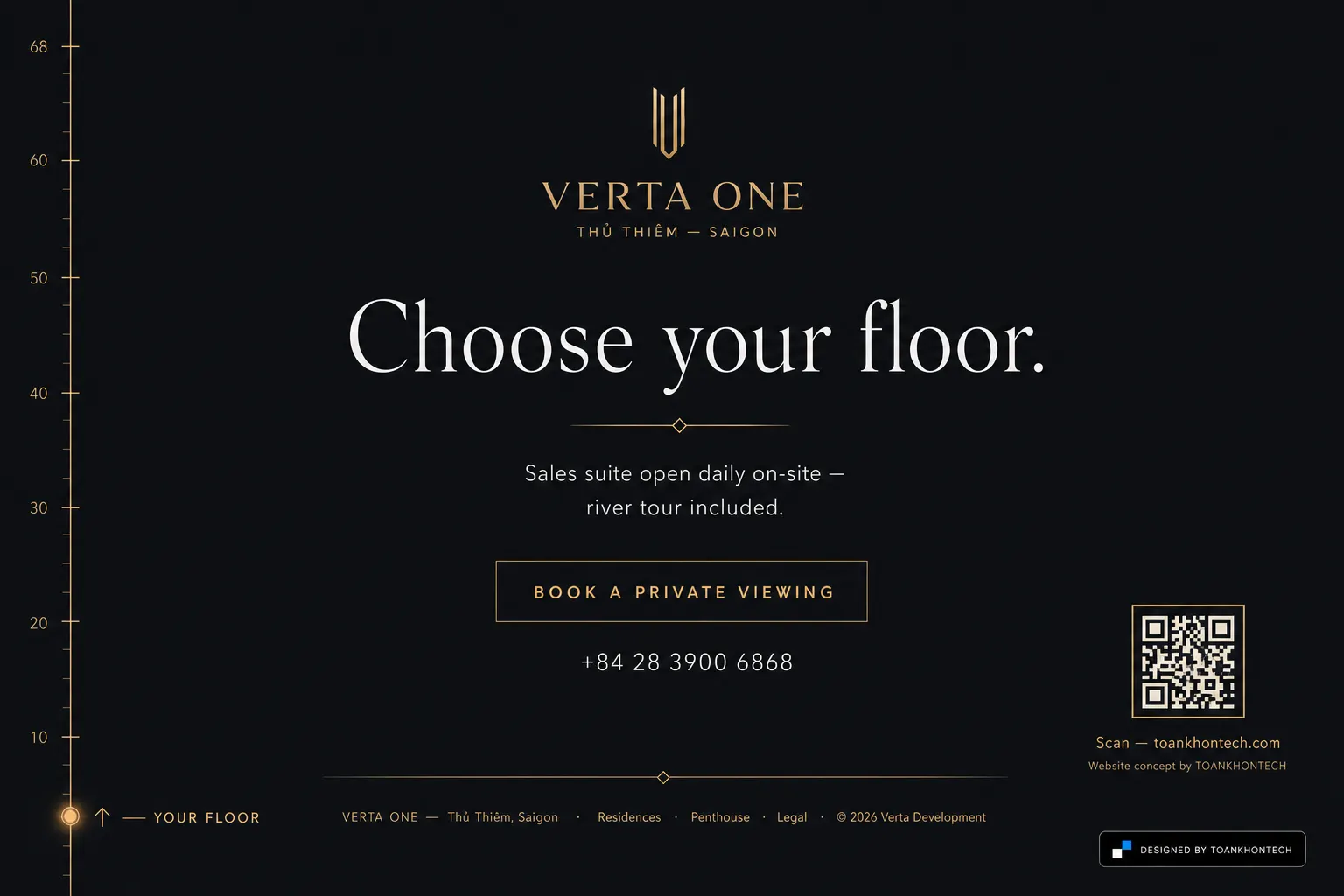 VERTA ONE website concept artboard focused on closing invitation