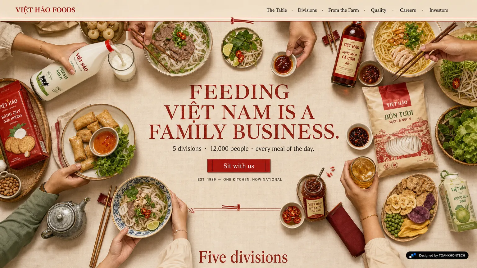 VIỆT HẢO FOODS opening interface — a corporate trust platform
