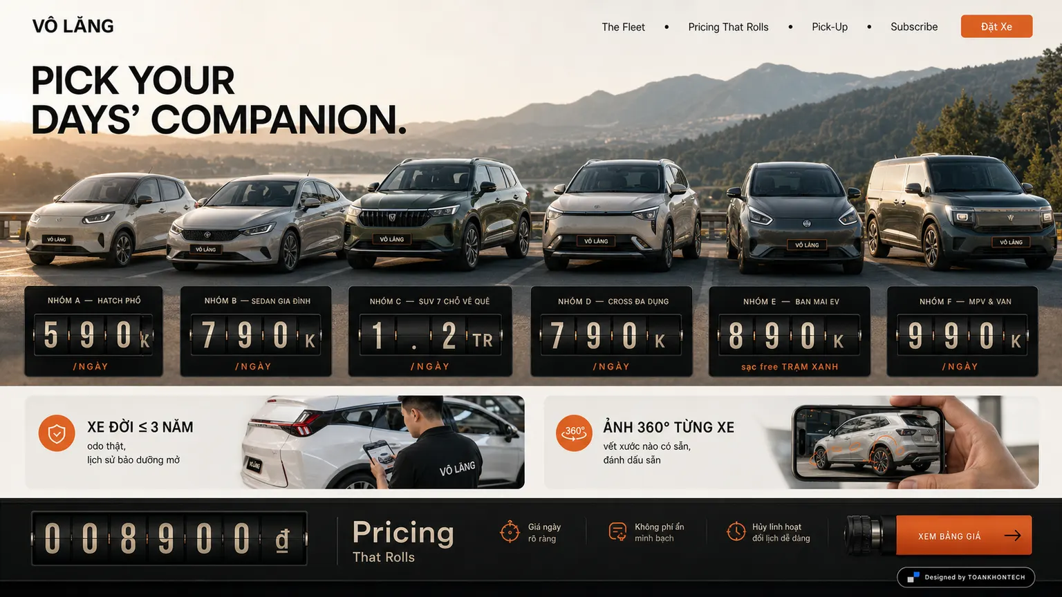 VÔ LĂNG website concept artboard focused on thefleet