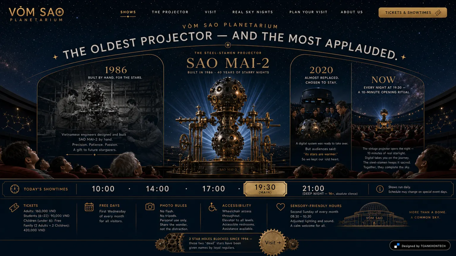 VÒM SAO website concept artboard focused on collection object