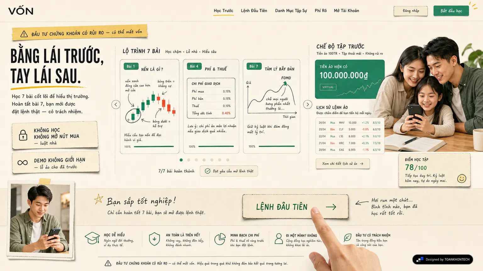 VỐN website concept artboard focused on learnfirst