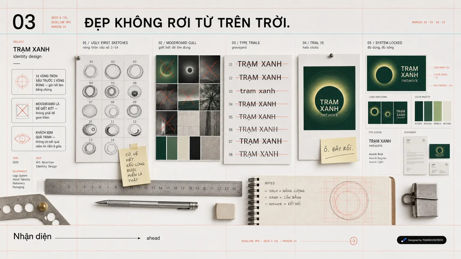 VŨ AN website concept artboard focused on making process