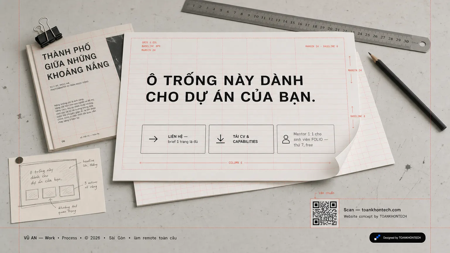 VŨ AN website concept artboard focused on closing invitation
