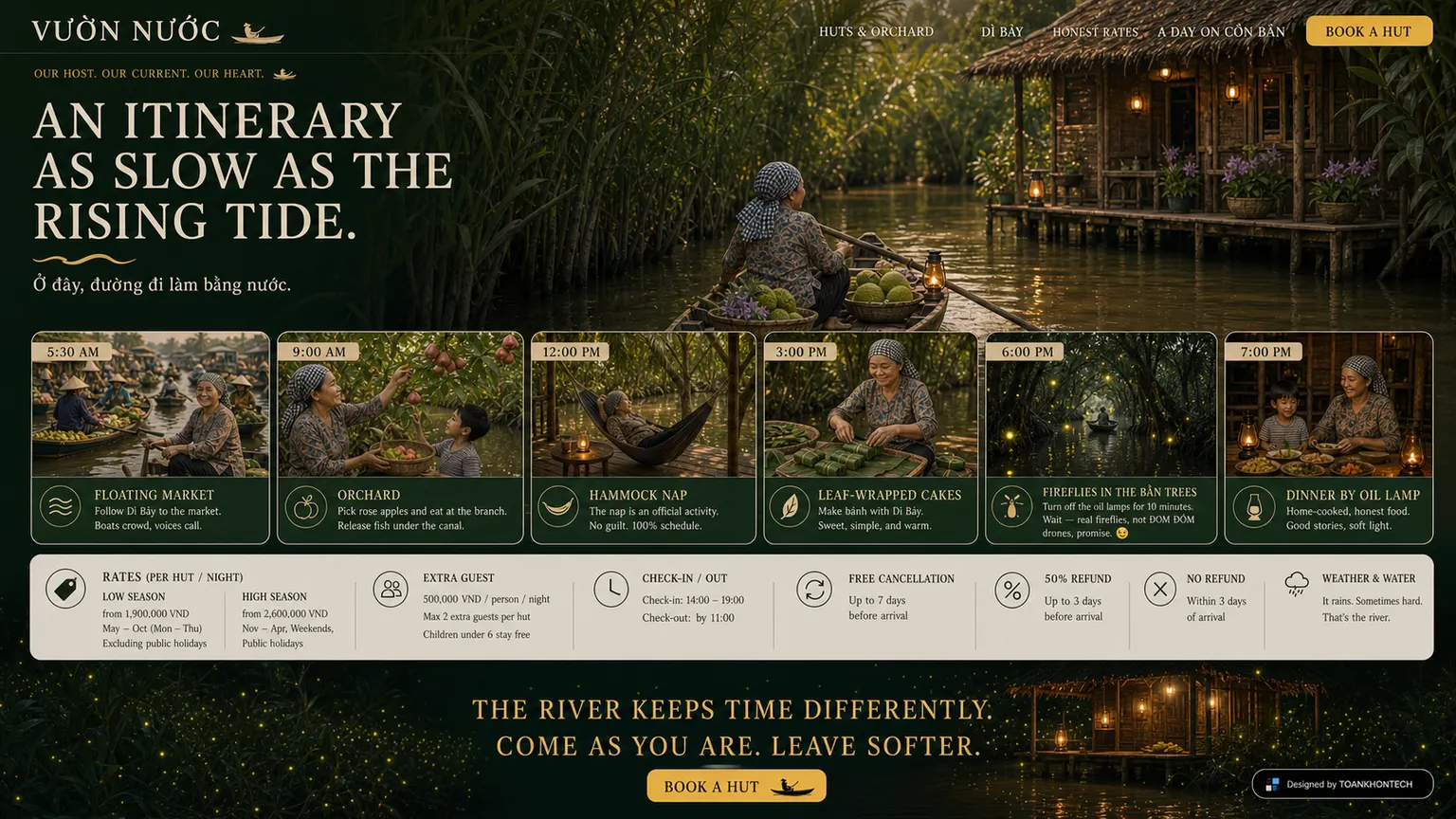 VƯỜN NƯỚC website concept artboard focused on local context