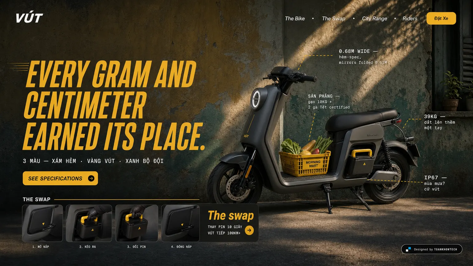 VÚT website concept artboard focused on thebike