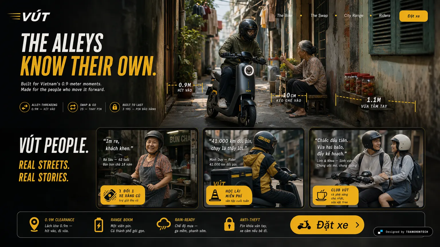 VÚT website concept artboard focused on riders