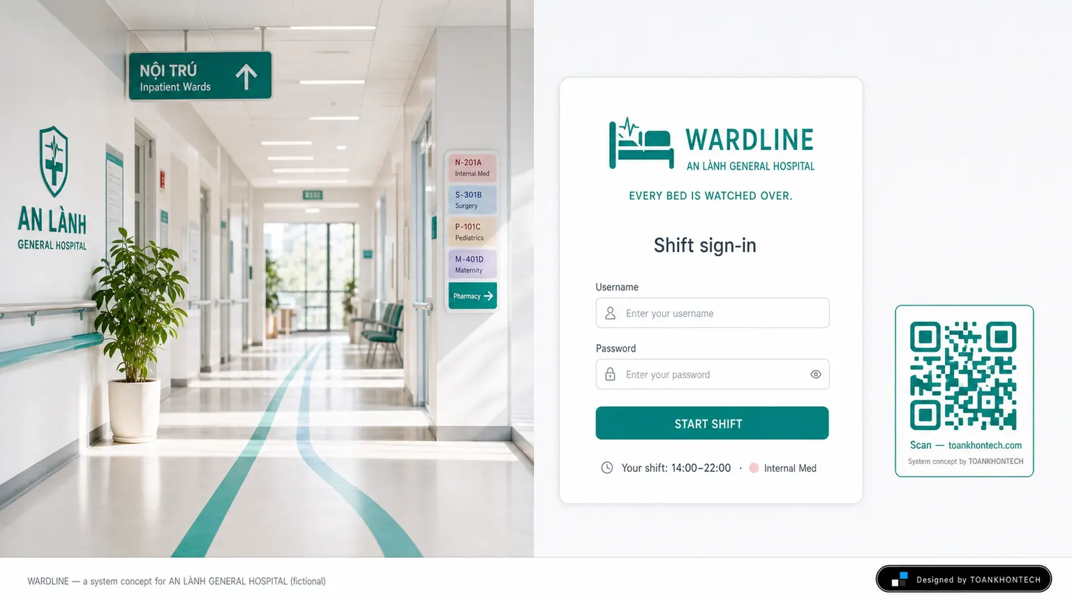 WARDLINE website concept artboard focused on access point