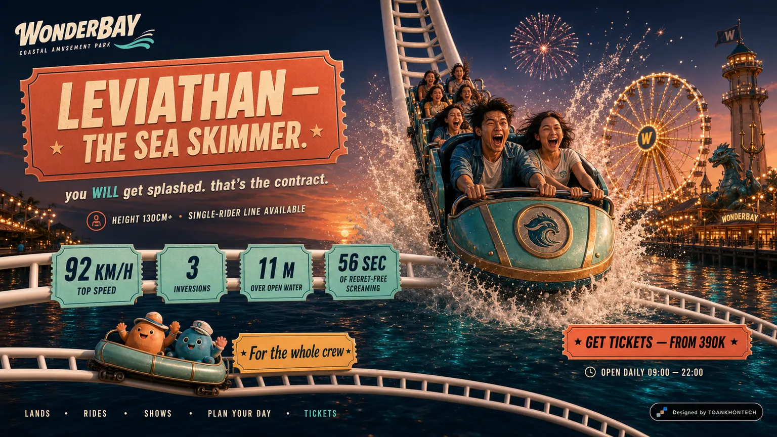 WonderBAY website concept artboard focused on leviathan