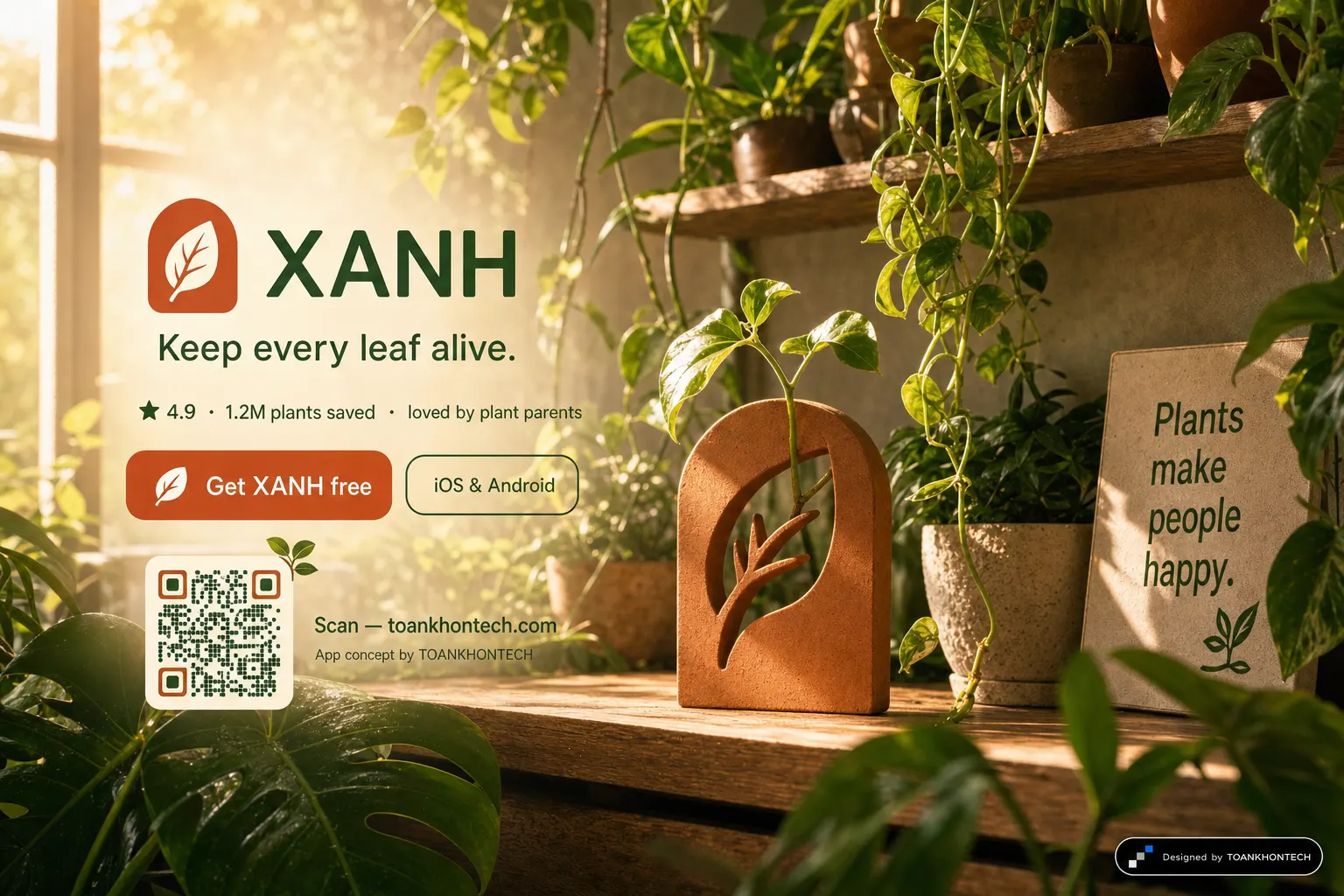 XANH website concept artboard focused on download