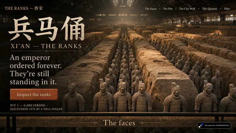 兵马俑 — XI'AN, THE RANKS — An emperor ordered forever. They're still standing in it.