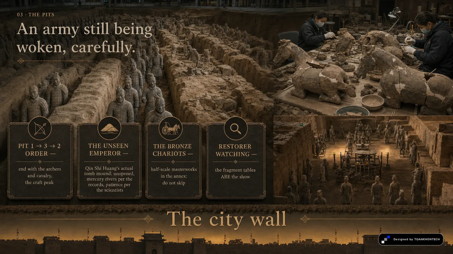 兵马俑 — XI'AN, THE RANKS website concept artboard focused on pits