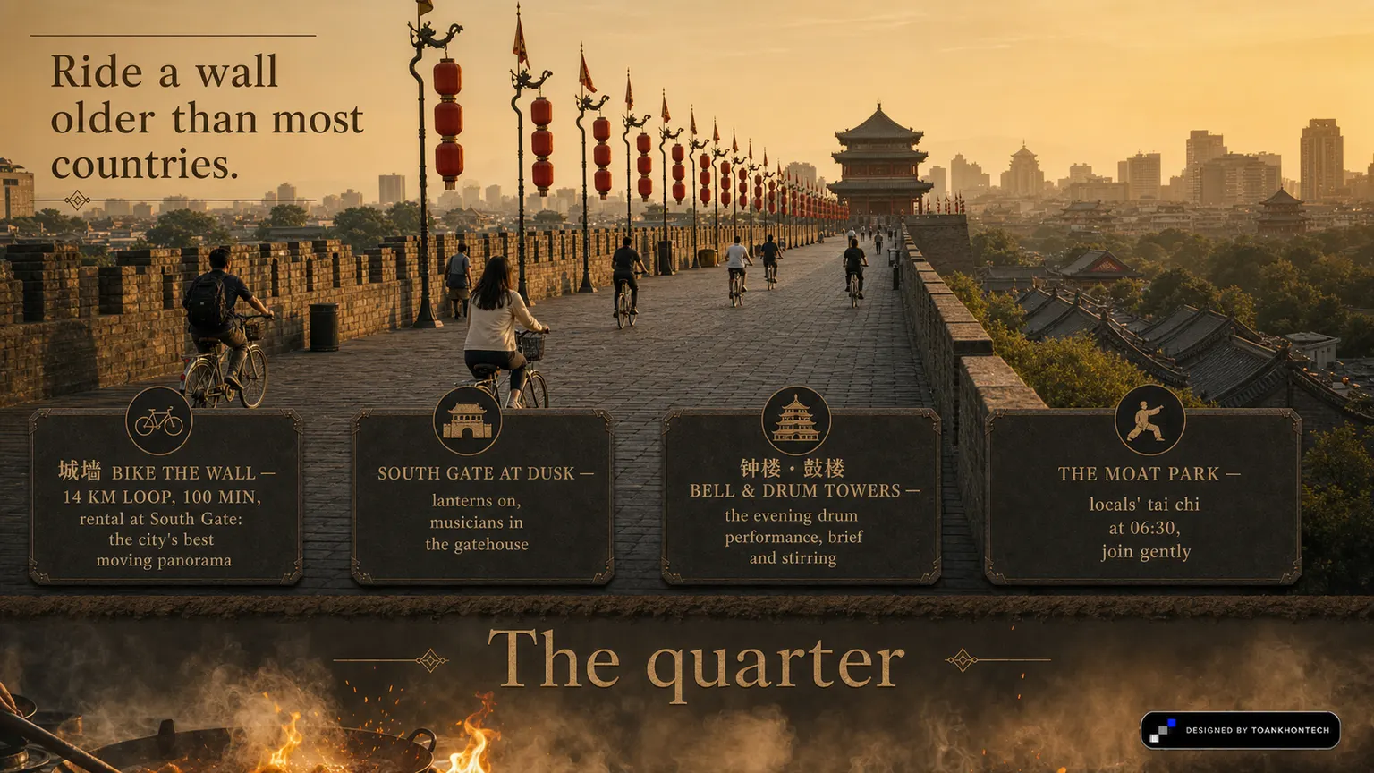 兵马俑 — XI'AN, THE RANKS website concept artboard focused on citywall