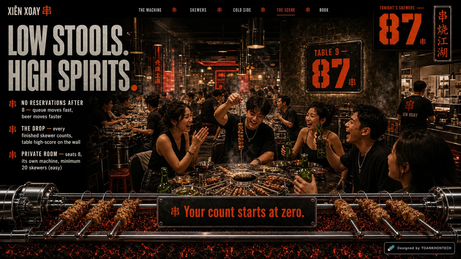 XIÊN XOAY website concept artboard focused on scene