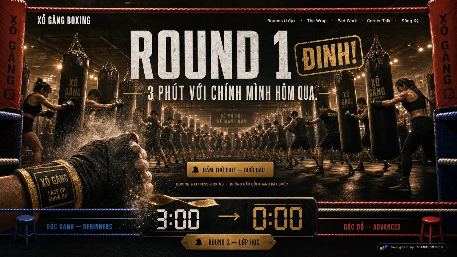 XỎ GĂNG BOXING opening interface — an education programme website