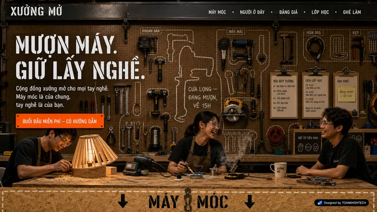 XƯỞNG MỞ — Mượn máy. Giữ lấy nghề.