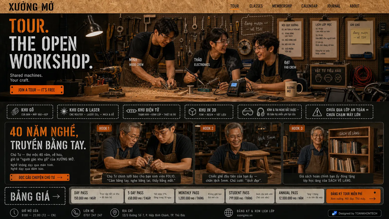 XƯỞNG MỞ website concept artboard focused on onemember