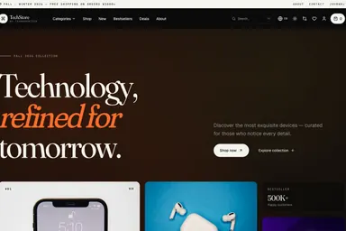 TechStore — A premium electronics e-commerce build showcasing a high-conversion storefront with curated product discovery and a streamlined Stripe checkout.