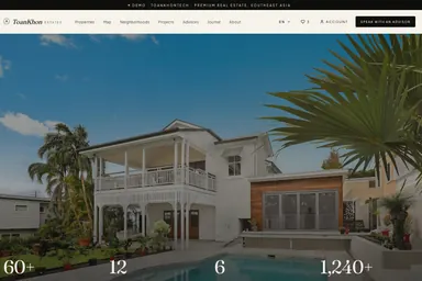 ToanKhon Estates — A Southeast Asian property listing and discovery portal with map-based search, filterable listings, and project inquiry forms.