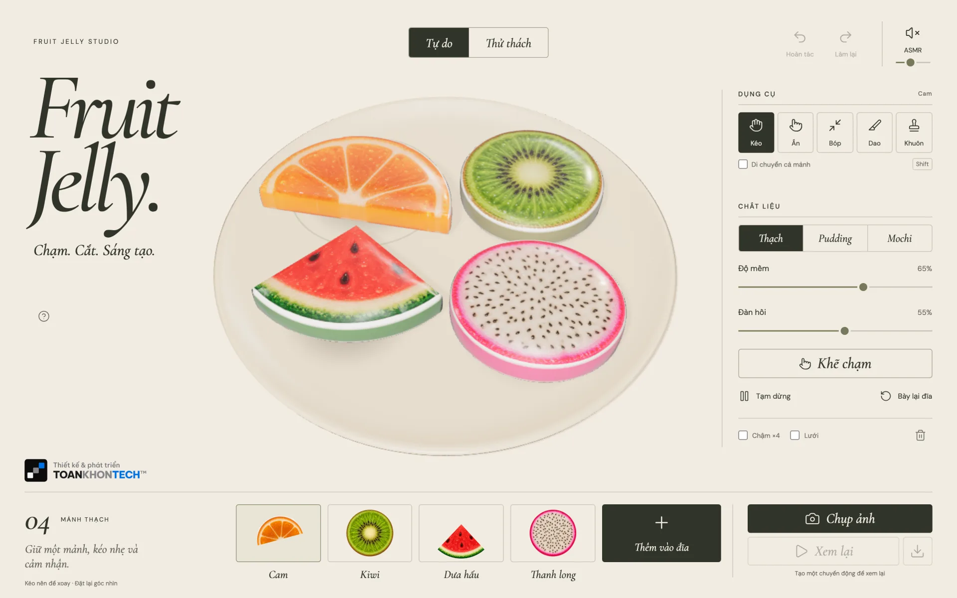 Bàn chơi · Ảnh chụp website Fruit Jelly Studio đang chạy